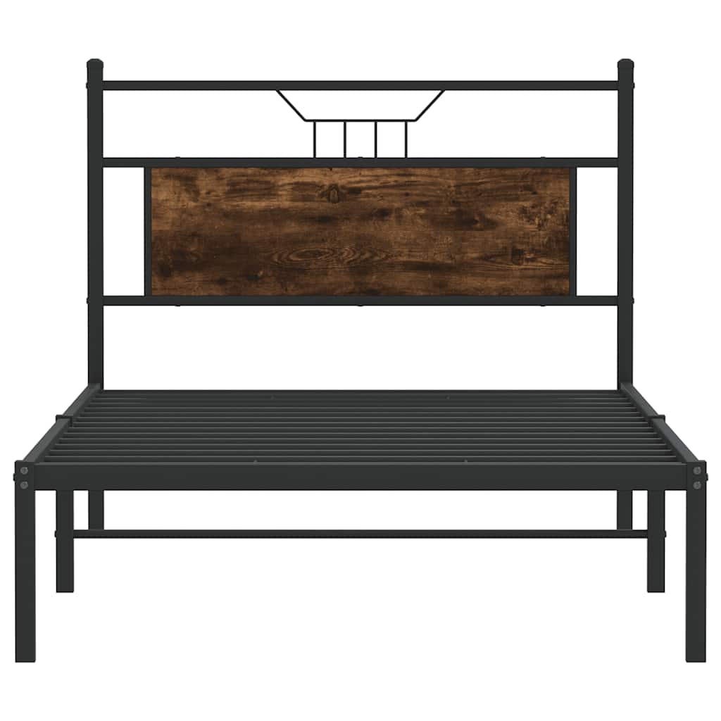 Bed Frame without Mattress Smoked Oak 107x203 cm Engineered Wood