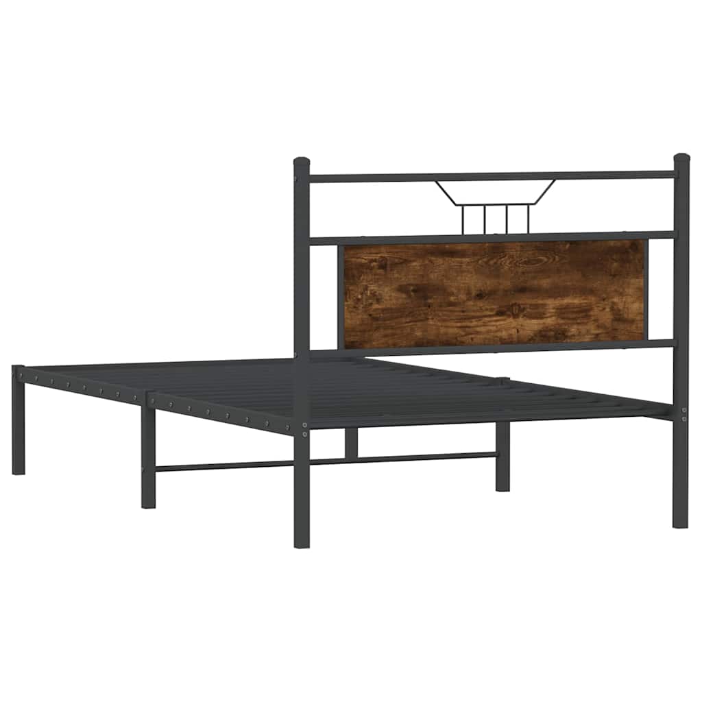 Bed Frame without Mattress Smoked Oak 107x203 cm Engineered Wood