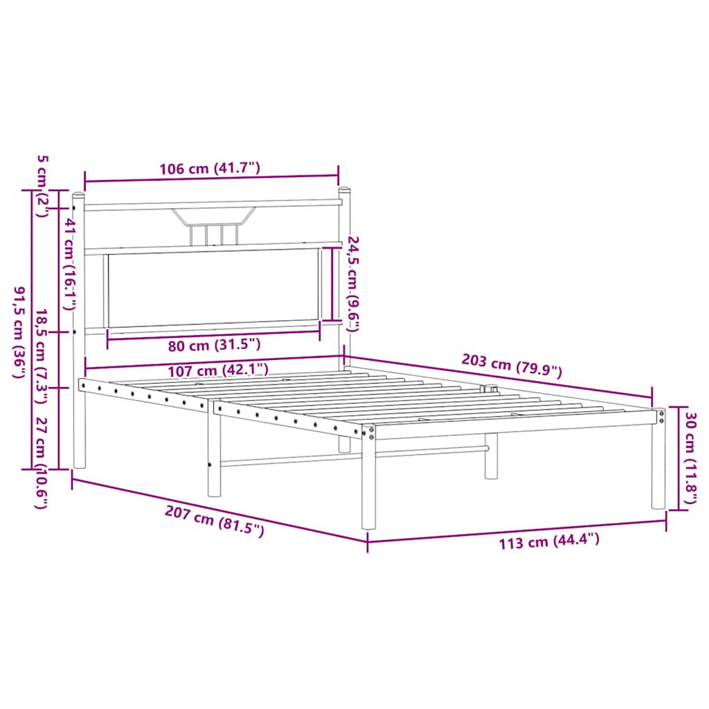 Bed Frame without Mattress Smoked Oak 107x203 cm Engineered Wood