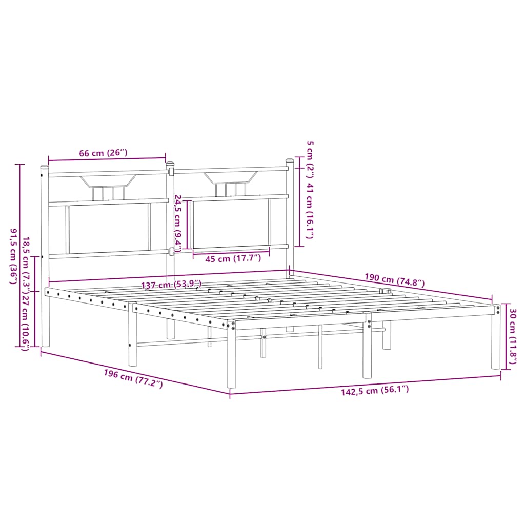 Bed Frame without Mattress Smoked Oak 137x190 cm Engineered Wood