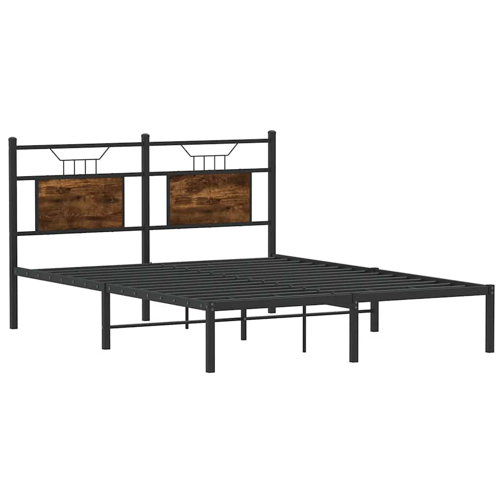 Bed Frame without Mattress Smoked Oak 150x200 cm King Size Engineered Wood