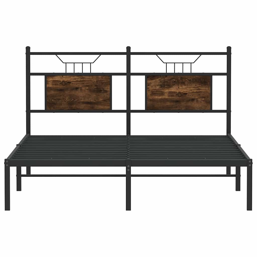 Bed Frame without Mattress Smoked Oak 150x200 cm King Size Engineered Wood