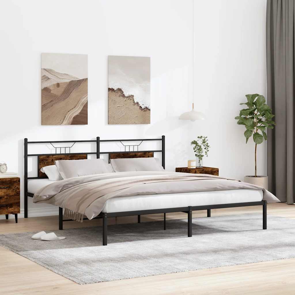 Bed Frame without Mattress Smoked Oak 160x200 cm Engineered Wood
