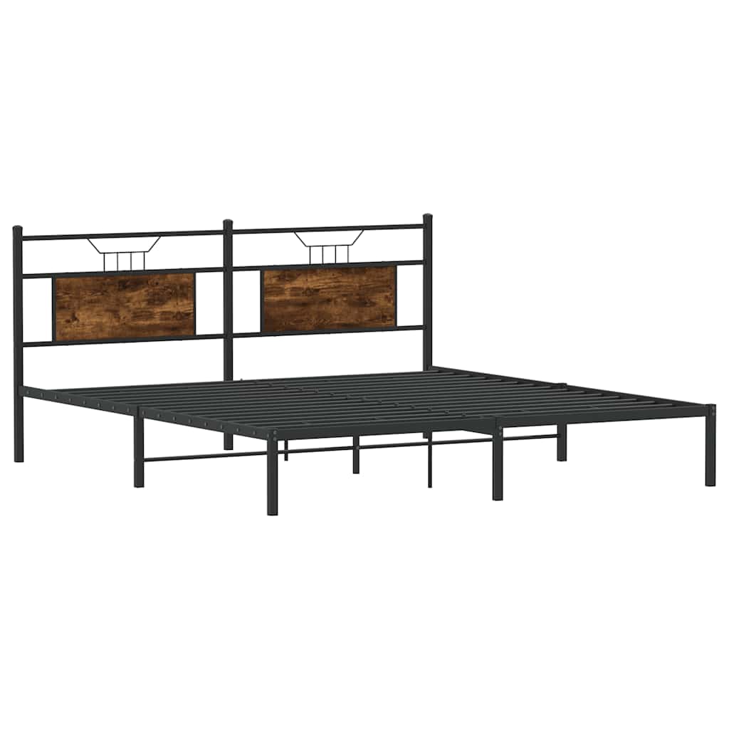 Bed Frame without Mattress Smoked Oak 183x203 cm Engineered Wood