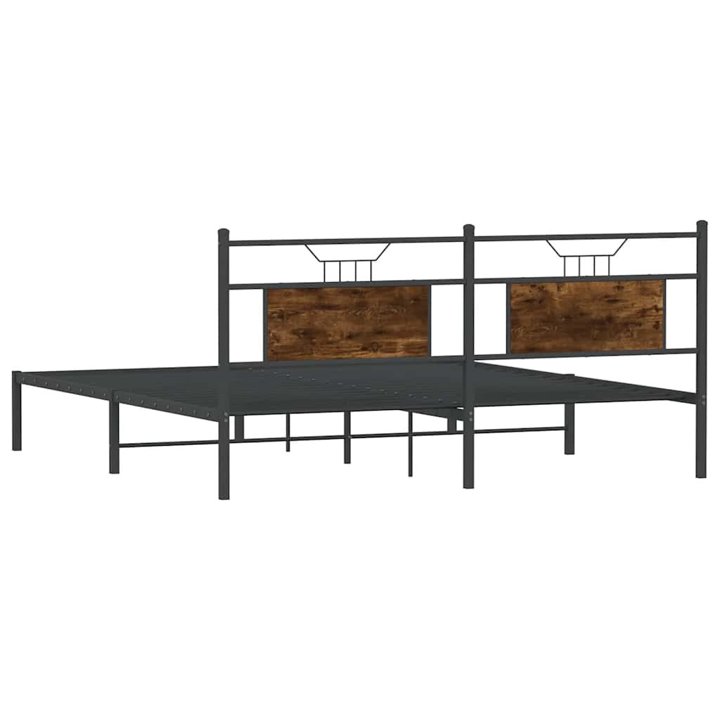 Bed Frame without Mattress Smoked Oak 183x213 cm Engineered Wood