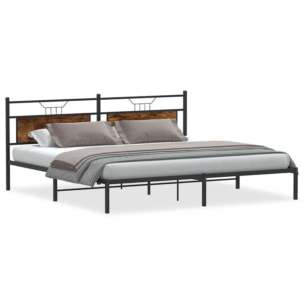 Bed Frame without Mattress Smoked Oak 200x200 cm Engineered Wood