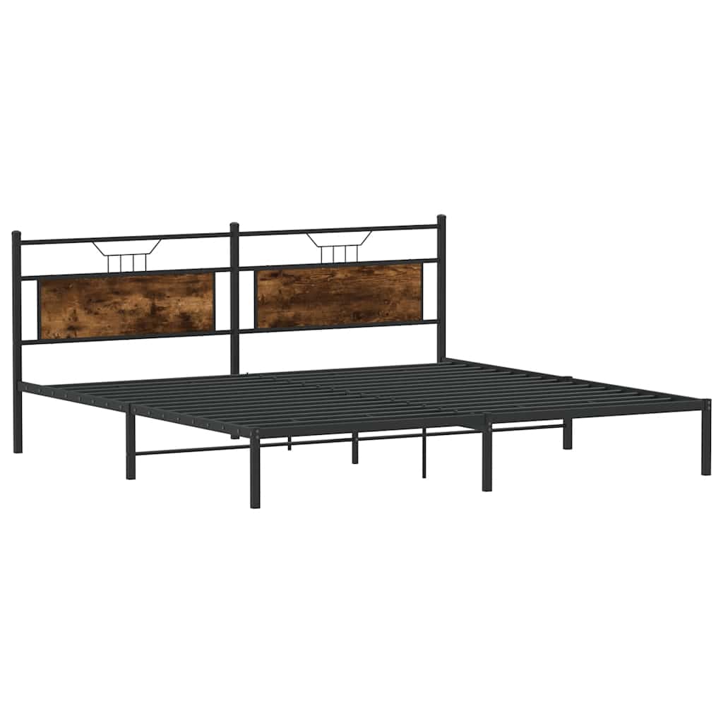 Bed Frame without Mattress Smoked Oak 200x200 cm Engineered Wood