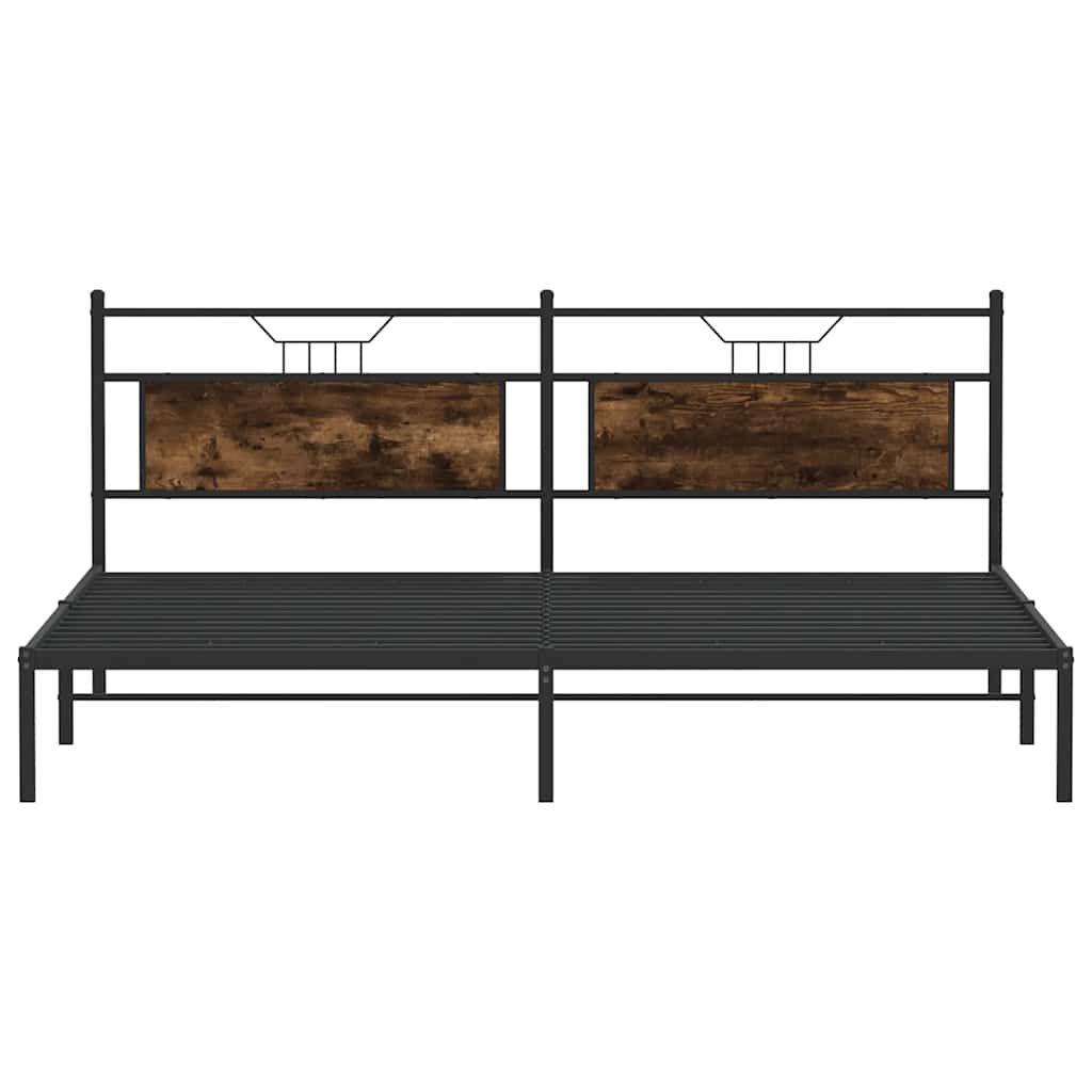Bed Frame without Mattress Smoked Oak 200x200 cm Engineered Wood