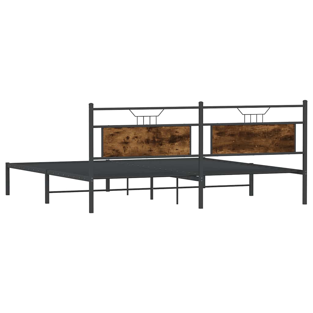 Bed Frame without Mattress Smoked Oak 200x200 cm Engineered Wood