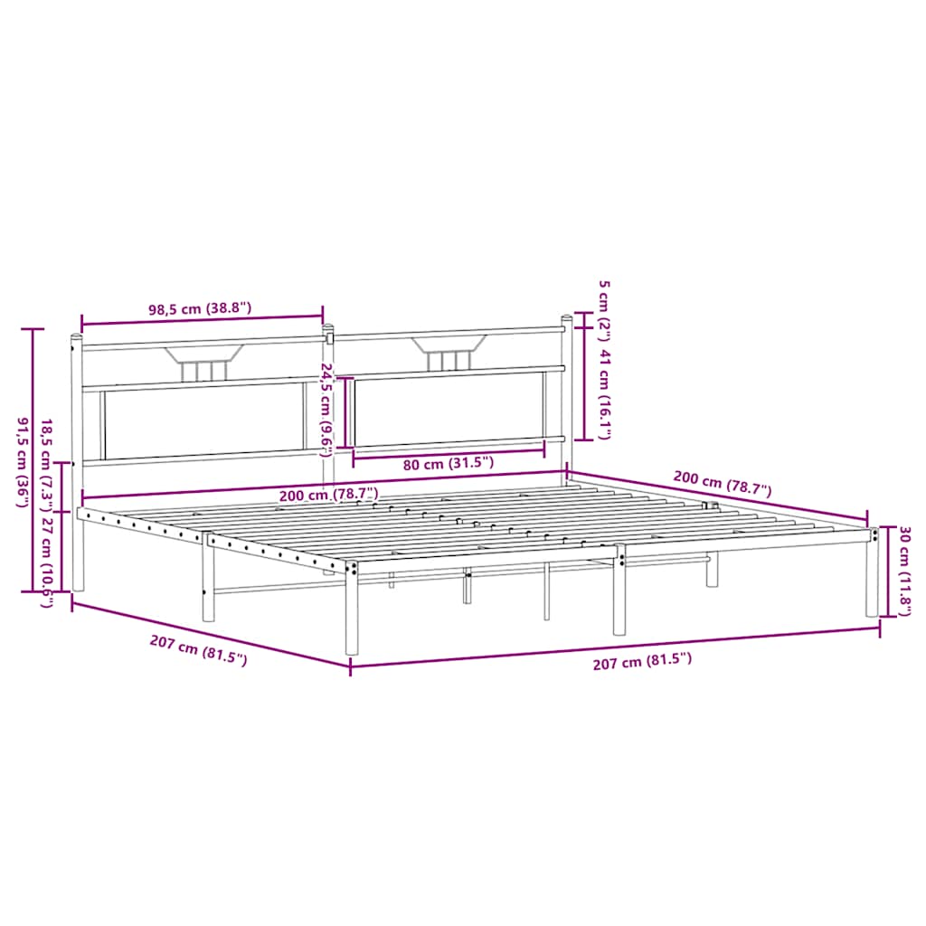 Bed Frame without Mattress Smoked Oak 200x200 cm Engineered Wood