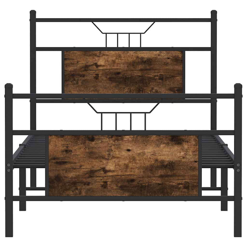 Bed Frame without Mattress Smoked Oak 75x190 cm Small Single Engineered Wood