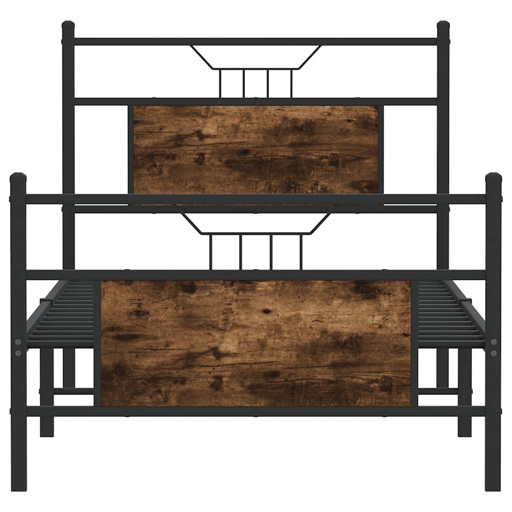 Bed Frame without Mattress Smoked Oak 90x200 cm Engineered Wood