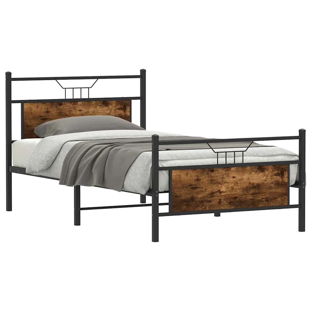 Bed Frame without Mattress Smoked Oak 100x200 cm Engineered Wood