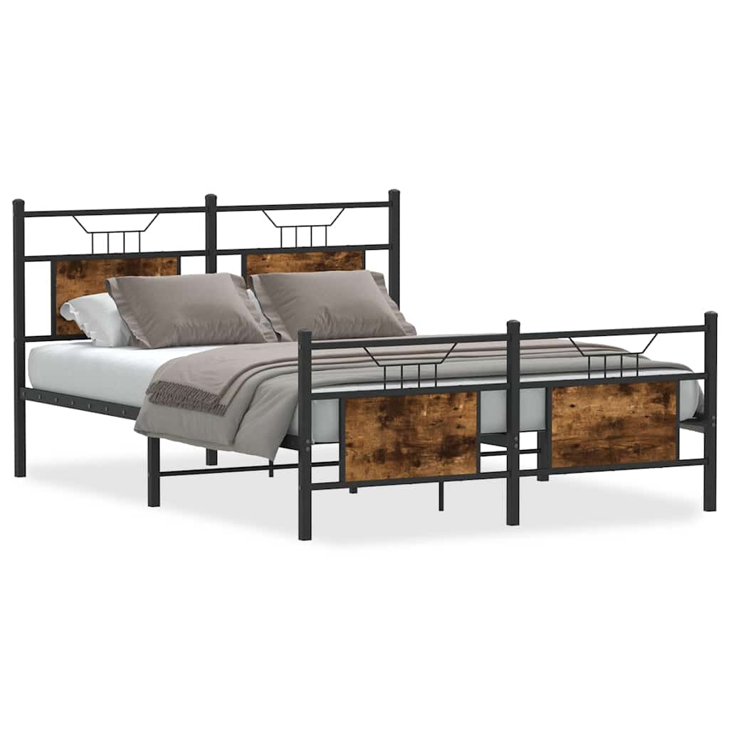 Bed Frame without Mattress Smoked Oak 137x190 cm Engineered Wood