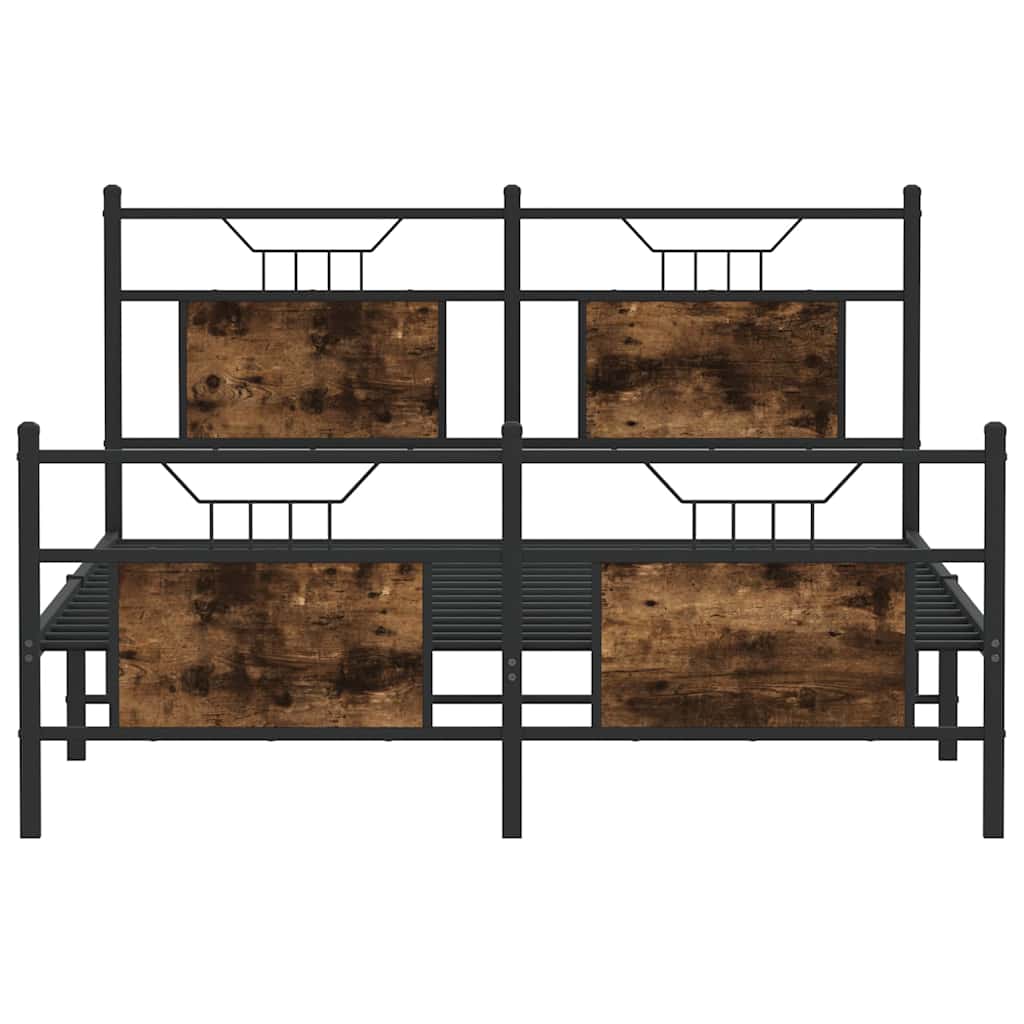 Bed Frame without Mattress Smoked Oak 137x190 cm Engineered Wood