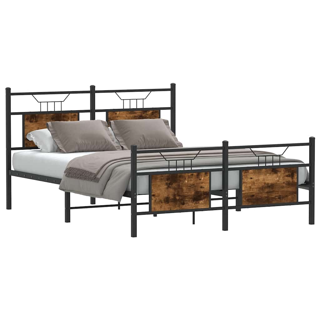 Bed Frame without Mattress Smoked Oak 140x190 cm Engineered Wood