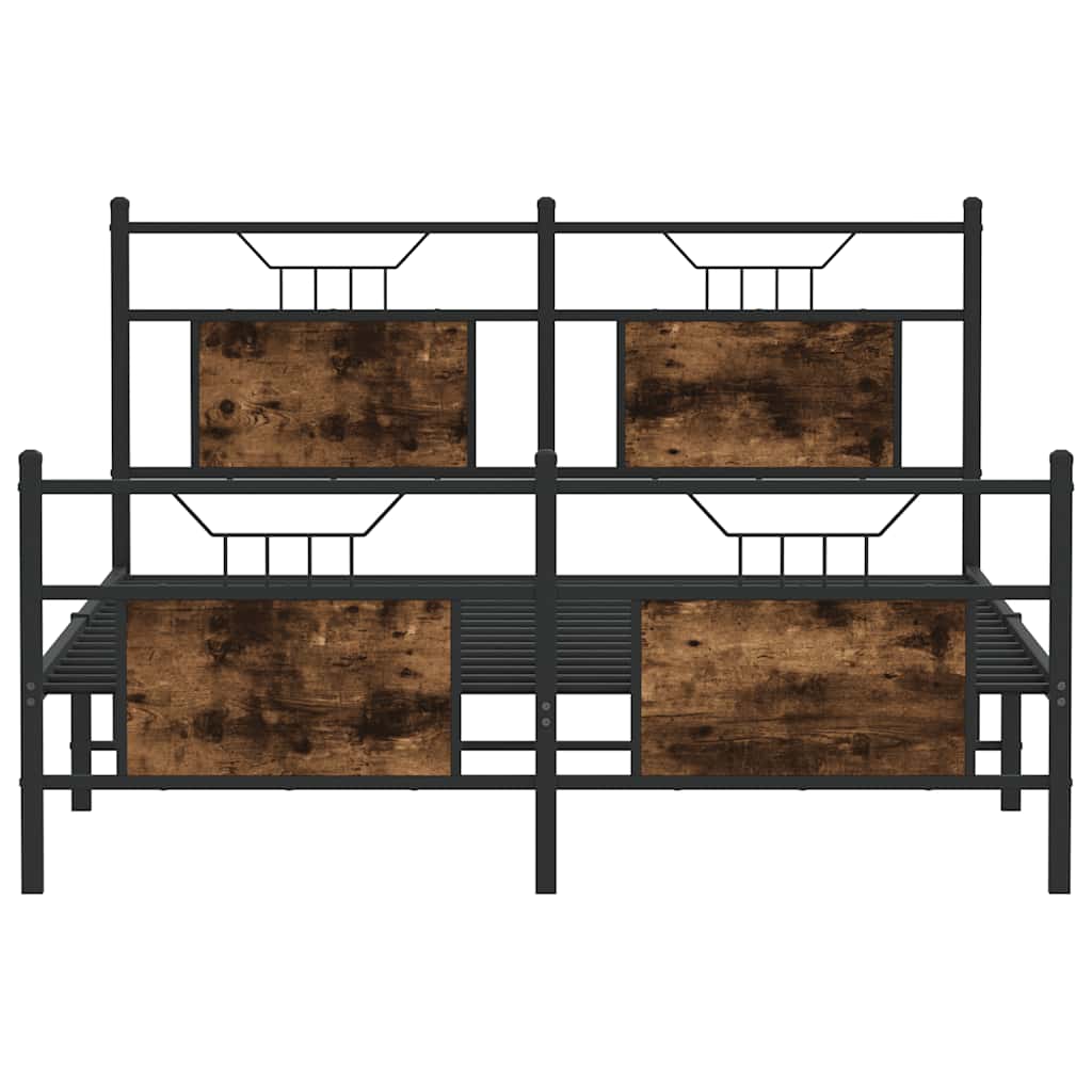 Bed Frame without Mattress Smoked Oak 140x190 cm Engineered Wood