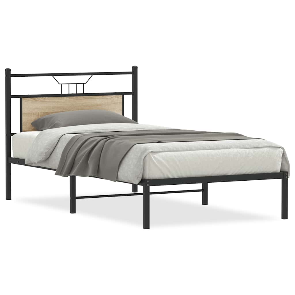 Bed Frame without Mattress Sonoma Oak 100x190 cm Engineered Wood