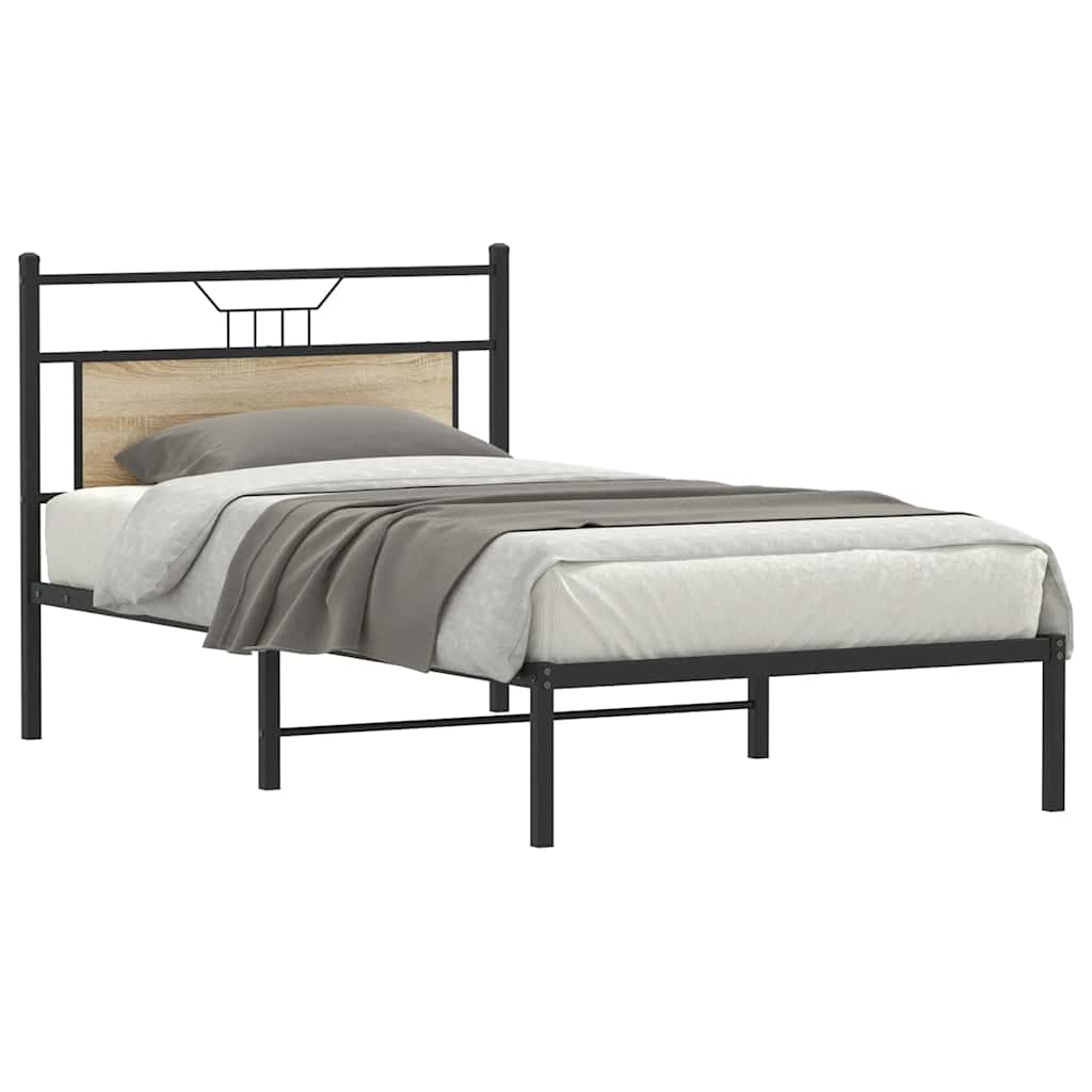 Bed Frame without Mattress Sonoma Oak 100x190 cm Engineered Wood
