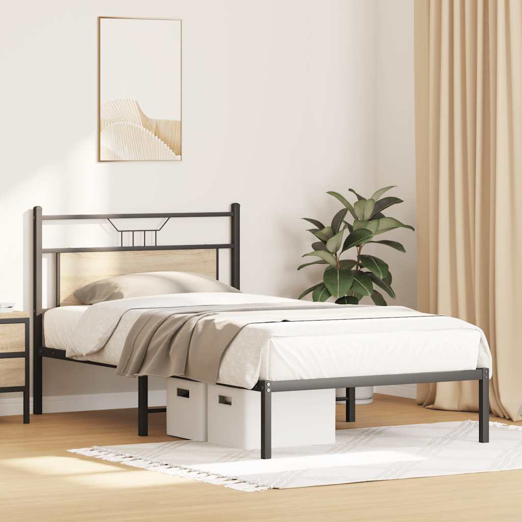 Bed Frame without Mattress Sonoma Oak 100x190 cm Engineered Wood