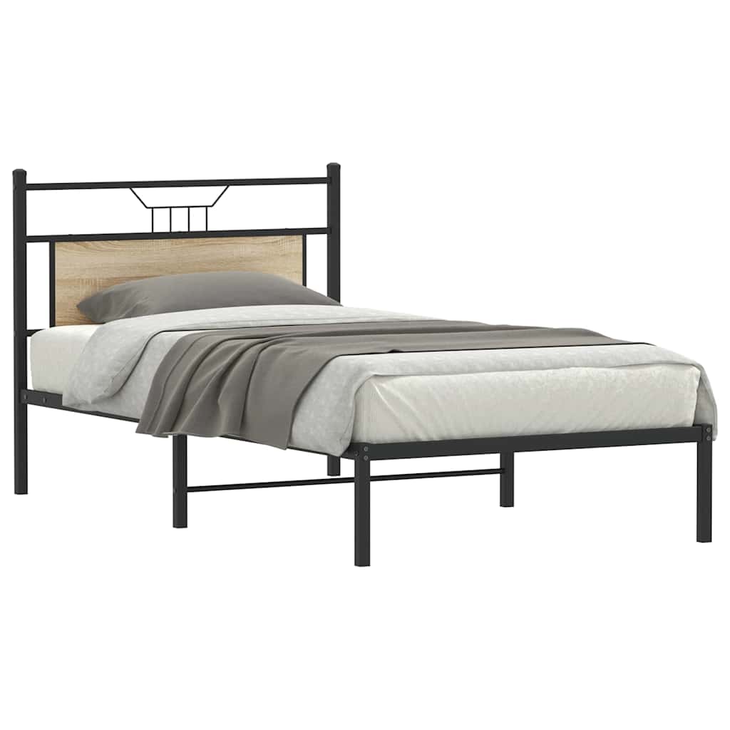 Bed Frame without Mattress Sonoma Oak 107x203 cm Engineered Wood
