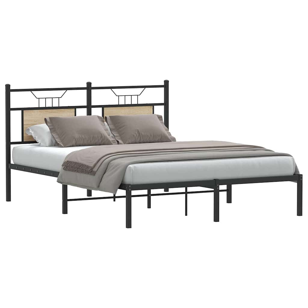 Bed Frame without Mattress Sonoma Oak 150x200 cm King Size Engineered Wood