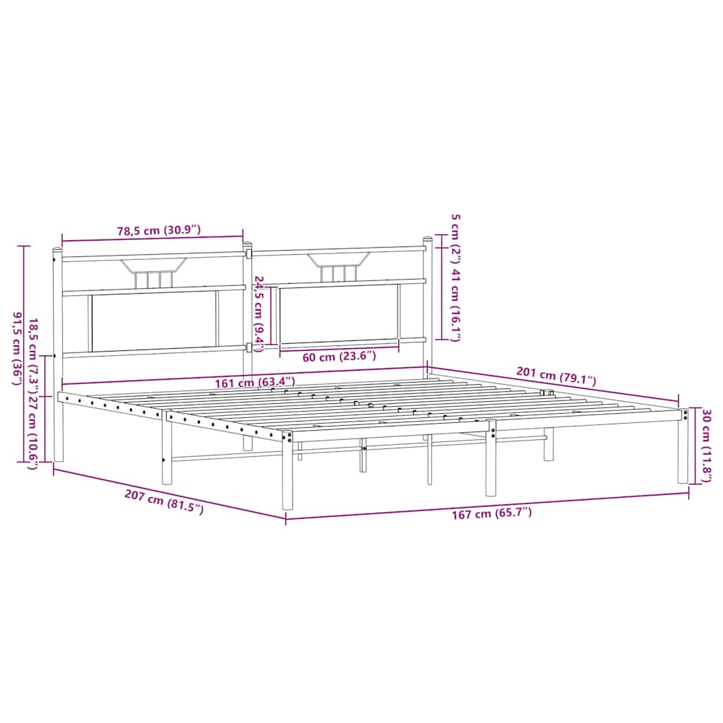 Bed Frame without Mattress Sonoma Oak 160x200 cm Engineered Wood