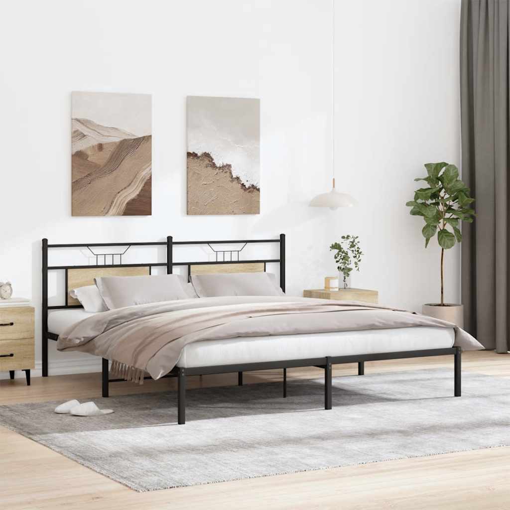 Bed Frame without Mattress Sonoma Oak 183x203 cm Engineered Wood