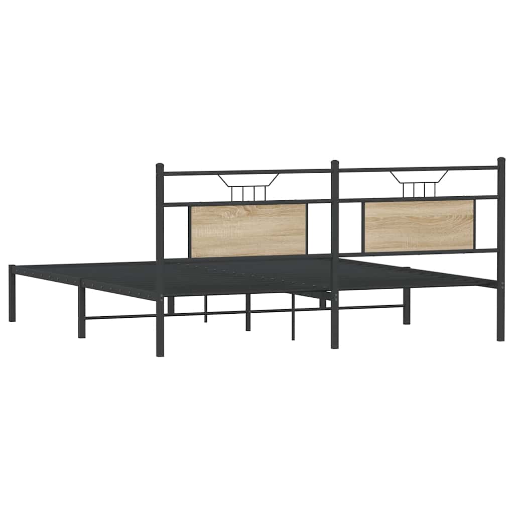 Bed Frame without Mattress Sonoma Oak 183x203 cm Engineered Wood