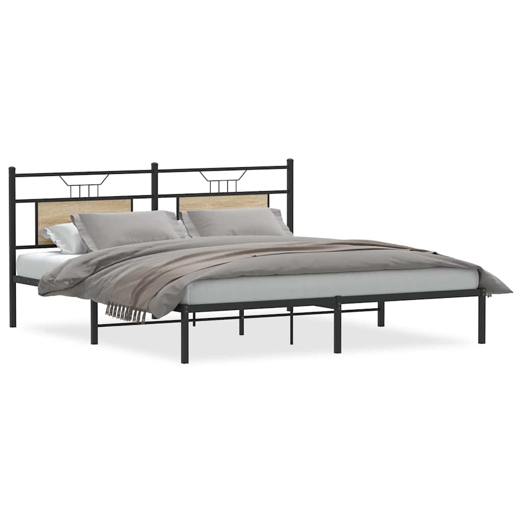 Bed Frame without Mattress Sonoma Oak 183x213 cm Engineered Wood