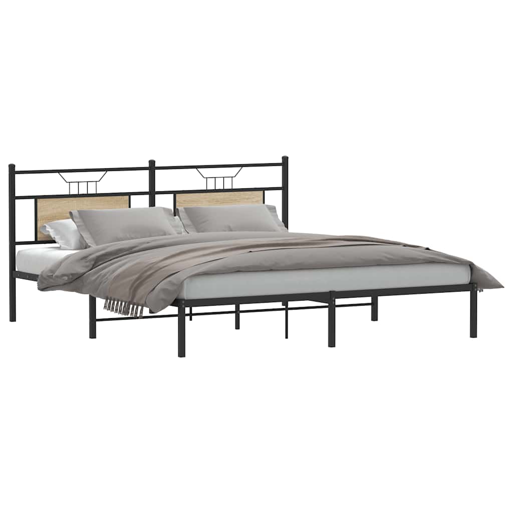 Bed Frame without Mattress Sonoma Oak 183x213 cm Engineered Wood