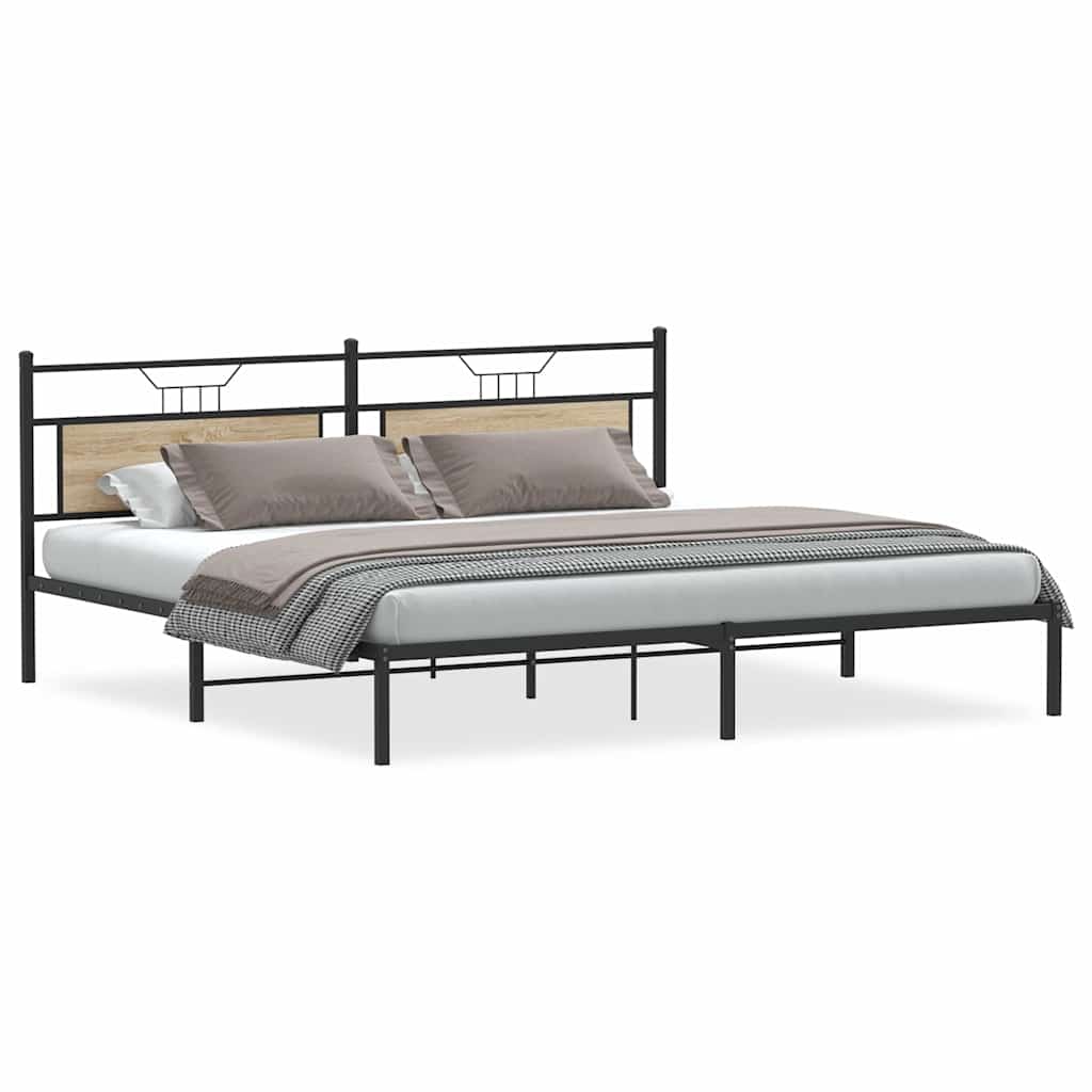 Bed Frame without Mattress Sonoma Oak 200x200 cm Engineered Wood