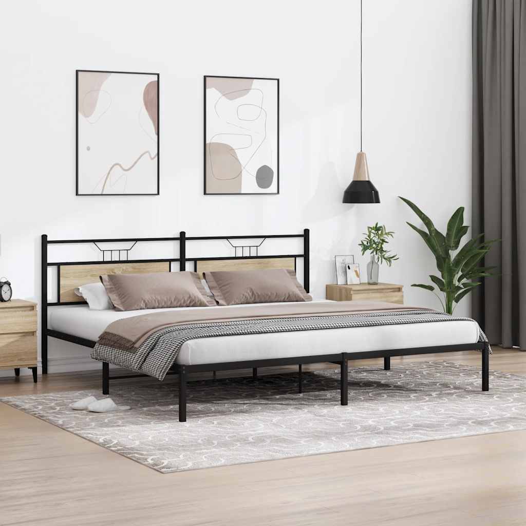 Bed Frame without Mattress Sonoma Oak 200x200 cm Engineered Wood