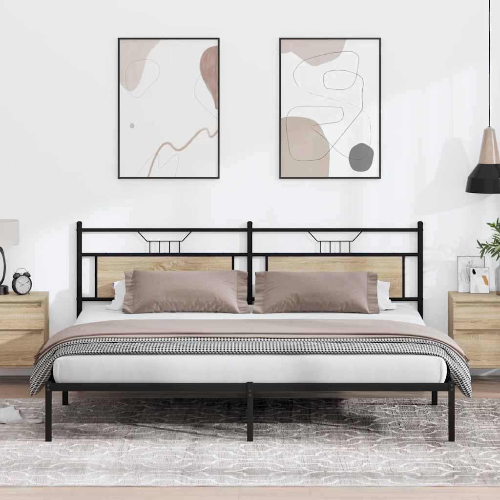 Bed Frame without Mattress Sonoma Oak 200x200 cm Engineered Wood