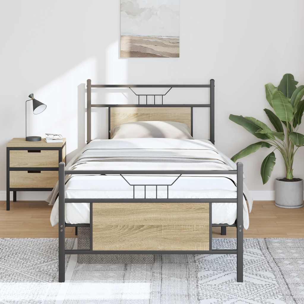 Bed Frame without Mattress Sonoma Oak 80x200 cm Engineered Wood