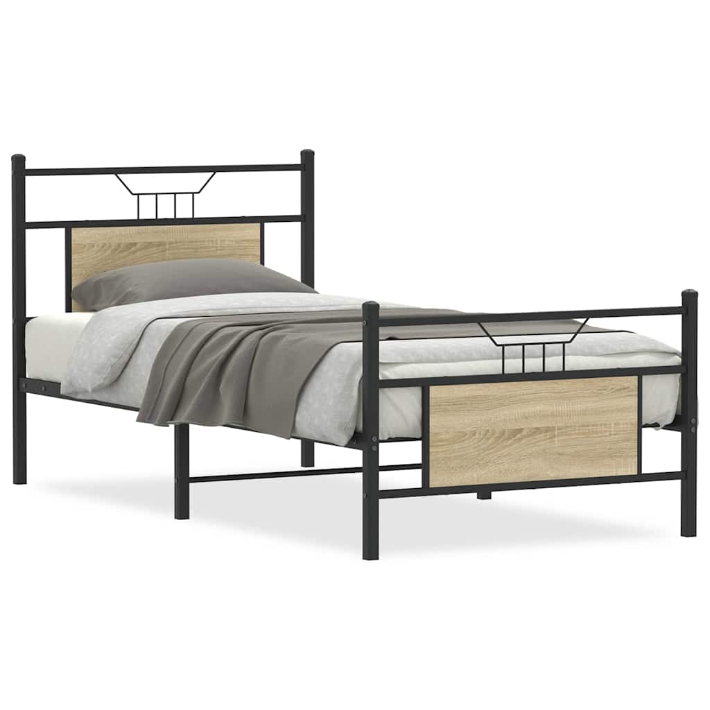 Bed Frame without Mattress Sonoma Oak 90x190 cm Single Engineered Wood