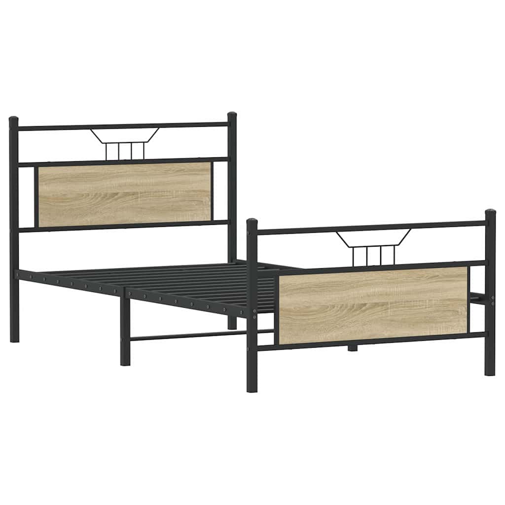 Bed Frame without Mattress Sonoma Oak 107x203 cm Engineered Wood