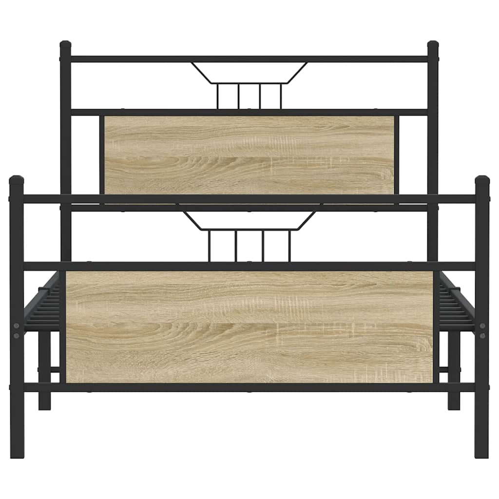Bed Frame without Mattress Sonoma Oak 107x203 cm Engineered Wood