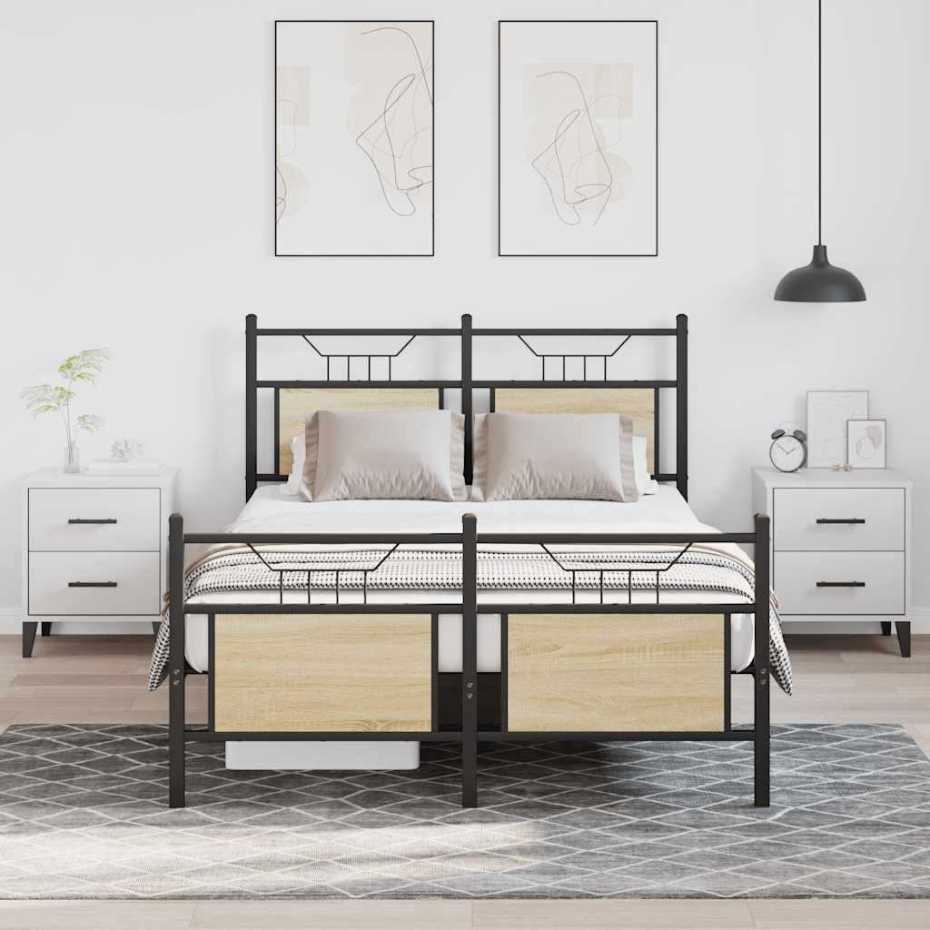 Bed Frame without Mattress Sonoma Oak 120x190 cm Small Double Engineered Wood