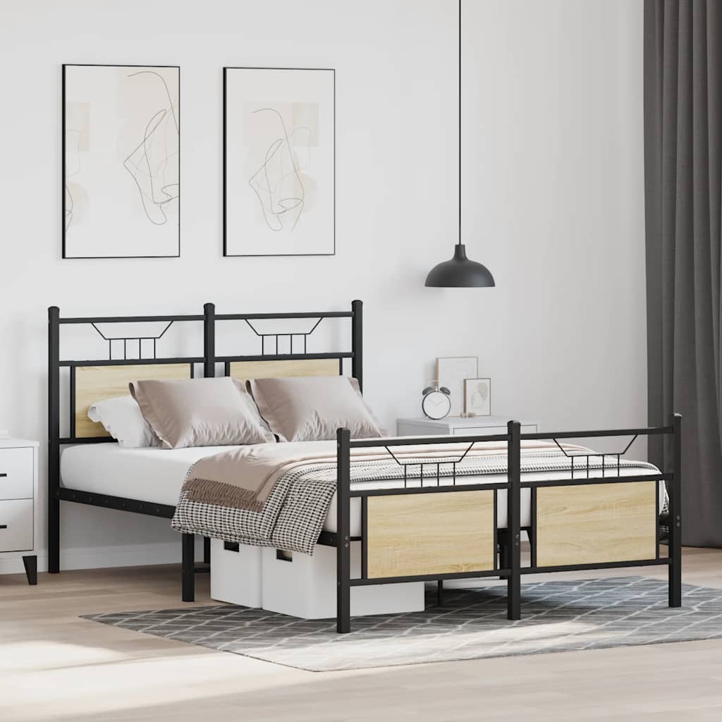 Bed Frame without Mattress Sonoma Oak 120x190 cm Small Double Engineered Wood