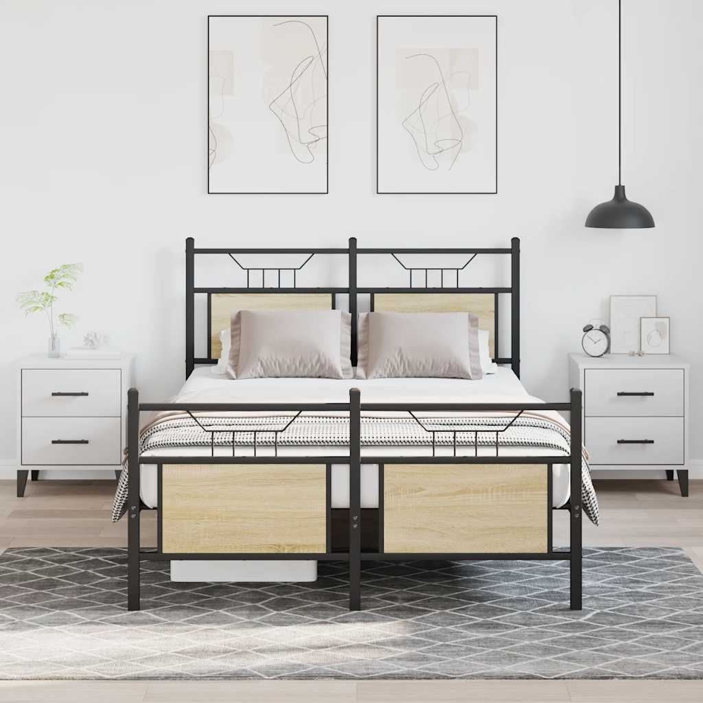 Bed Frame without Mattress Sonoma Oak 120x200 cm Engineered Wood