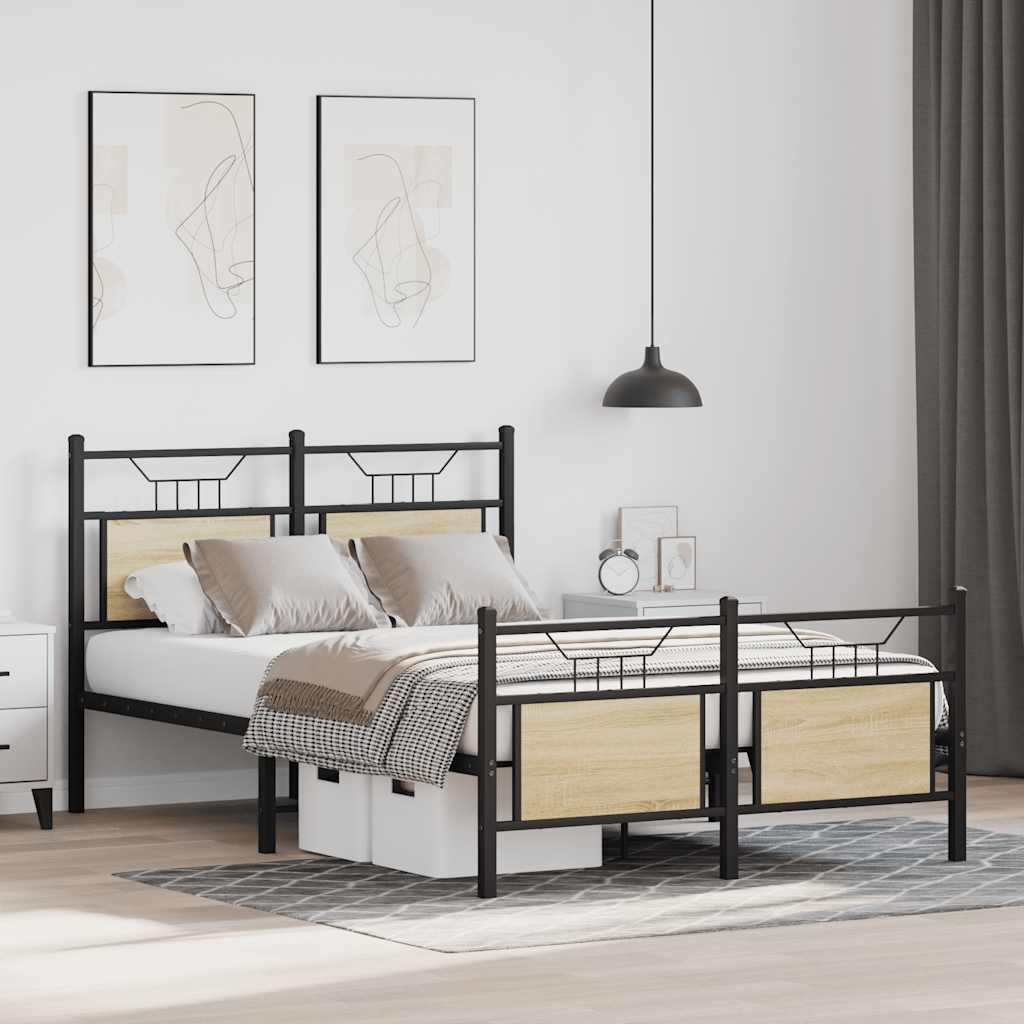 Bed Frame without Mattress Sonoma Oak 120x200 cm Engineered Wood