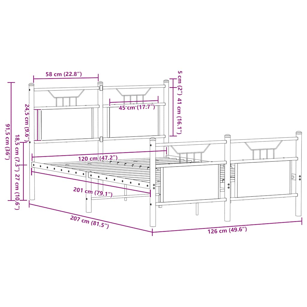 Bed Frame without Mattress Sonoma Oak 120x200 cm Engineered Wood