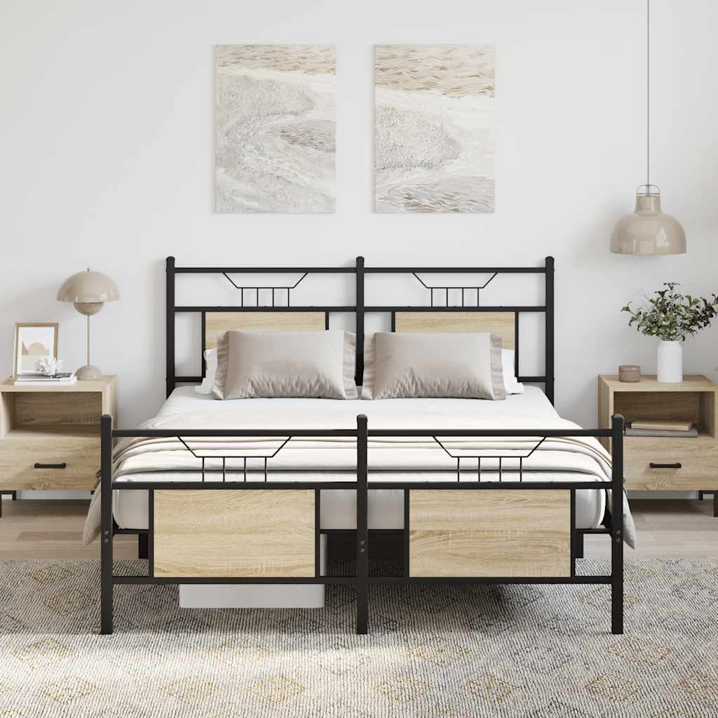 Bed Frame without Mattress Sonoma Oak 140x190 cm Engineered Wood
