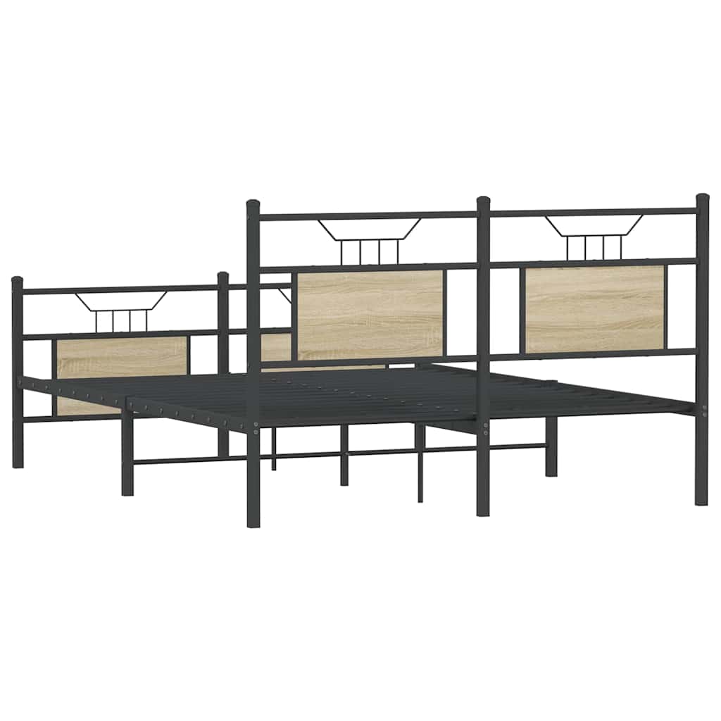 Bed Frame without Mattress Sonoma Oak 140x190 cm Engineered Wood