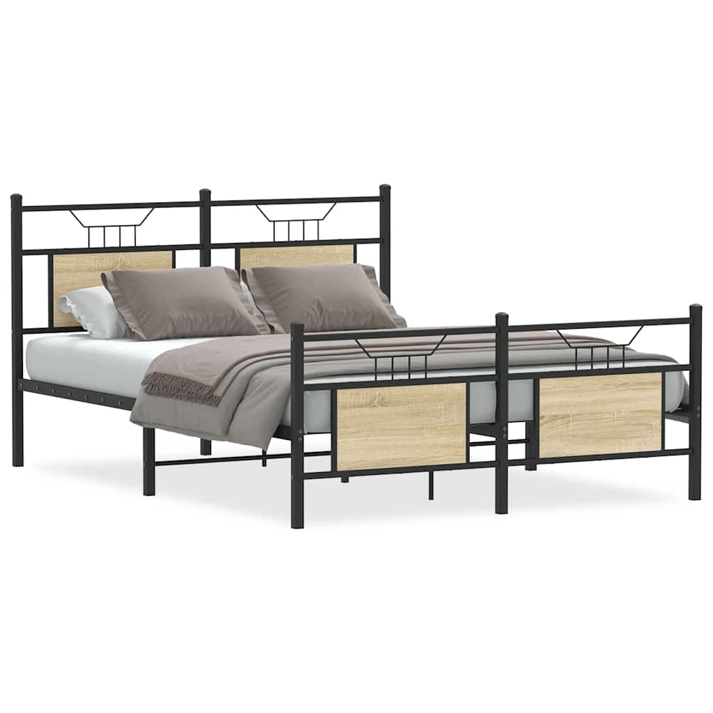 Bed Frame without Mattress Sonoma Oak 140x200 cm Engineered Wood