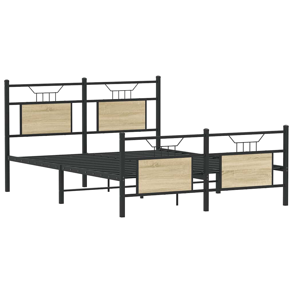 Bed Frame without Mattress Sonoma Oak 140x200 cm Engineered Wood