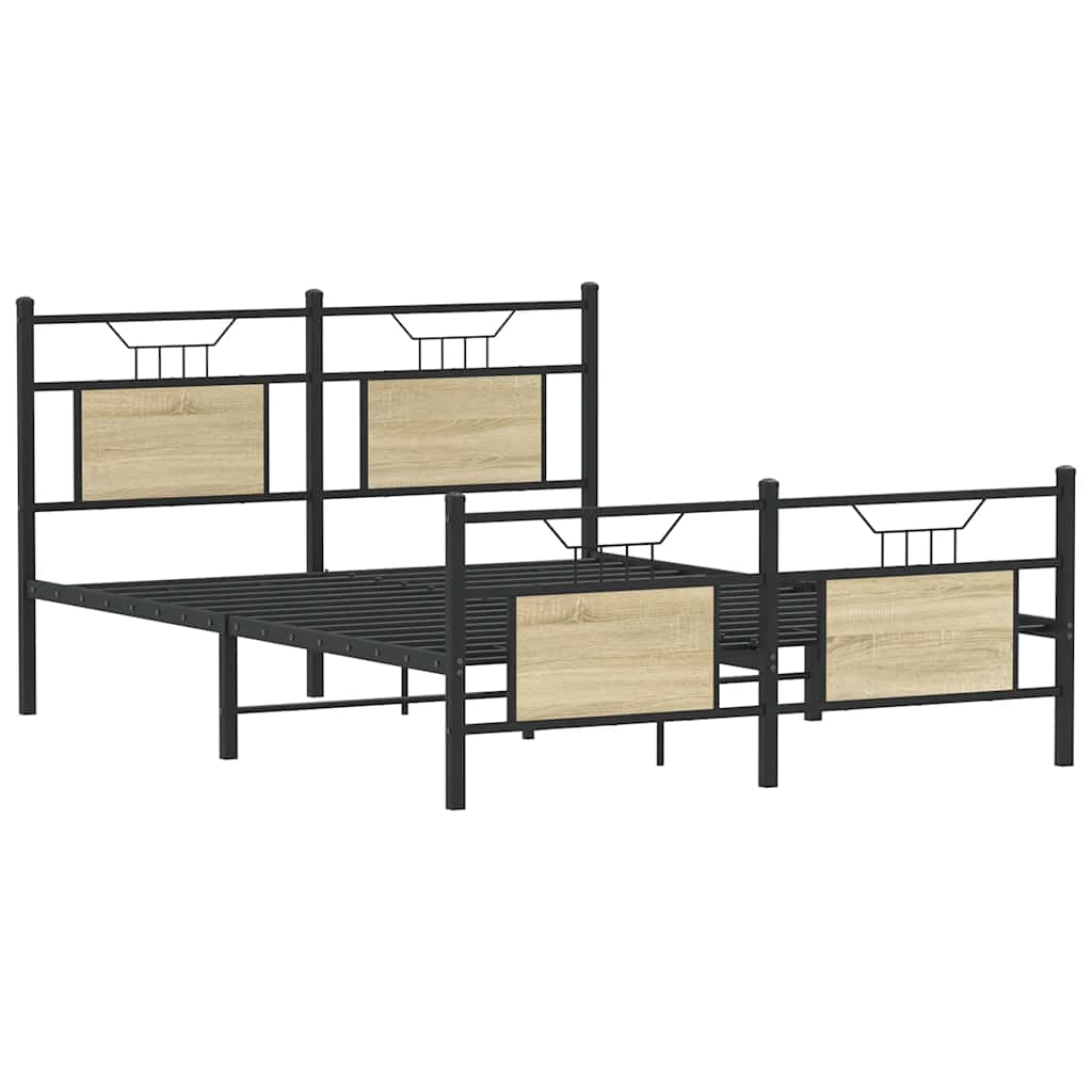 Bed Frame without Mattress Sonoma Oak 150x200 cm King Size Engineered Wood
