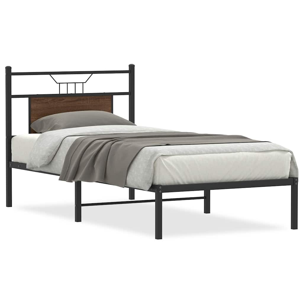 Bed Frame without Mattress Brown Oak 80x200 cm Engineered Wood