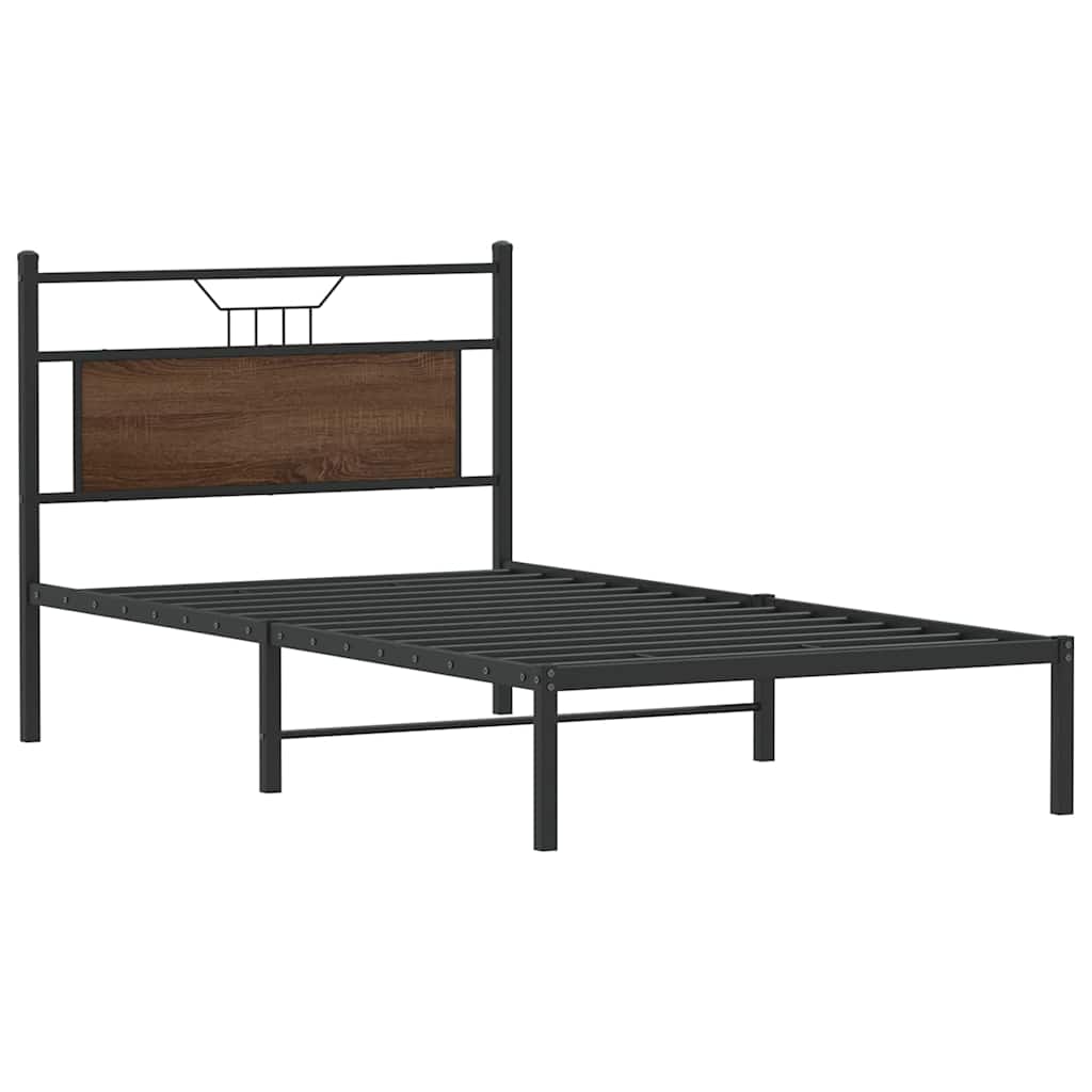 Bed Frame without Mattress Brown Oak 100x190 cm Engineered Wood